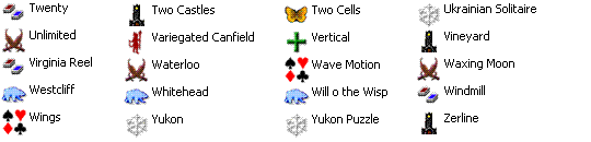 Games in Pretty Good Solitaire for Mac OS X