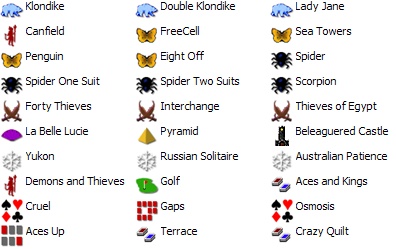 30 games in Most Popular Solitaire